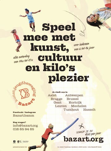 Kom meespelen met kunstjeugdbeweging, Bazart in Kortrijk!