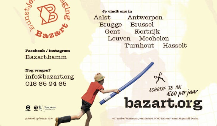 Kom meespelen met kunstjeugdbeweging, Bazart in Leuven!