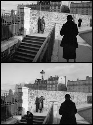 André Kertész. Rue du Château, Paris, vers 1934. Sélection de 2 prises de vues d’après bandes négatives originales 35 mm numérisées.