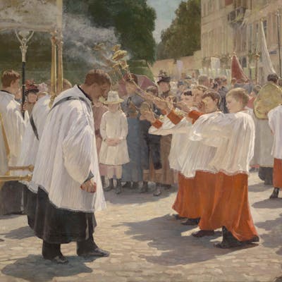 Jean Mayné, De processie, 1878, olieverf op canvas