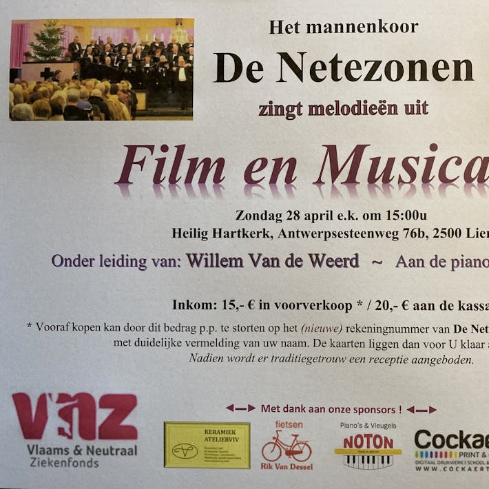 Mannenkoor De Netezonen in concert: "FILM EN MUSICAL"