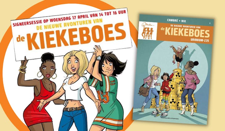 Charel Cambré en Nix signeren het nieuwste album van 'De Kiekeboes'