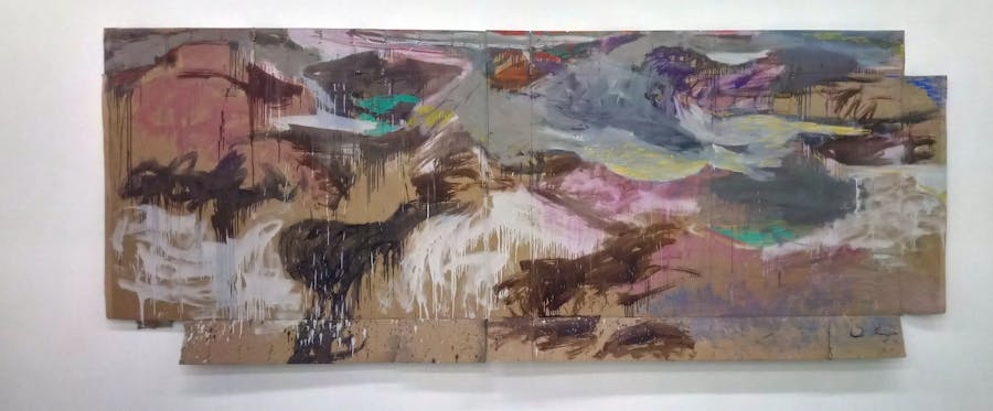 Andrea Lehnert, Paysage, huile sur carton, 175 cm x 442 cm, 2019