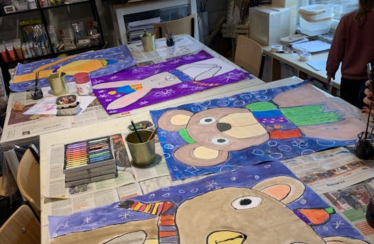 Ouder-kind workshop "Winterdier schilderen"